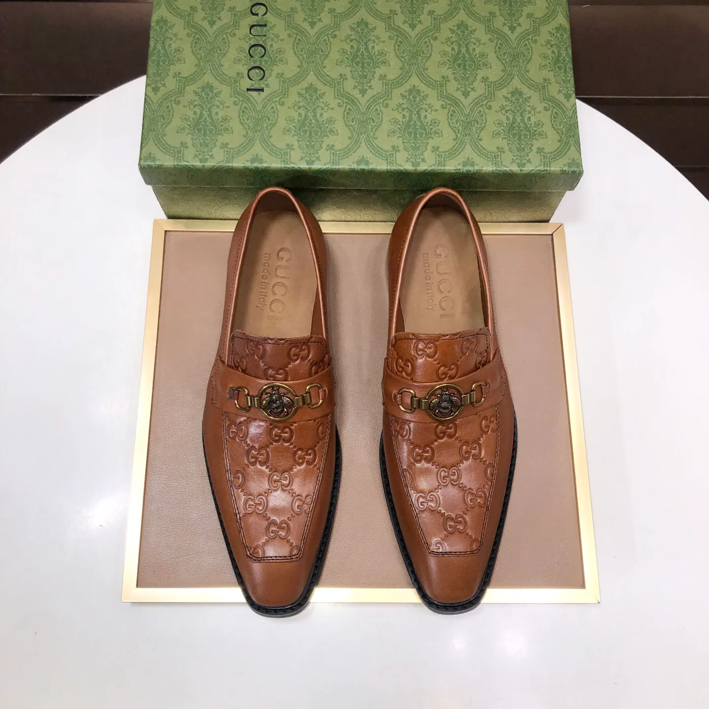 Men's men's shoes💰460💰【GUCCI】 (Niuli) new style🍀Gucci* - top version Gucci new leather shoes! It is made of imported original materials and has a comfortable first layer of cowhide lining! Original wear-resistant rubber outsole! High quality products! Code number 38-45 (45 customized)